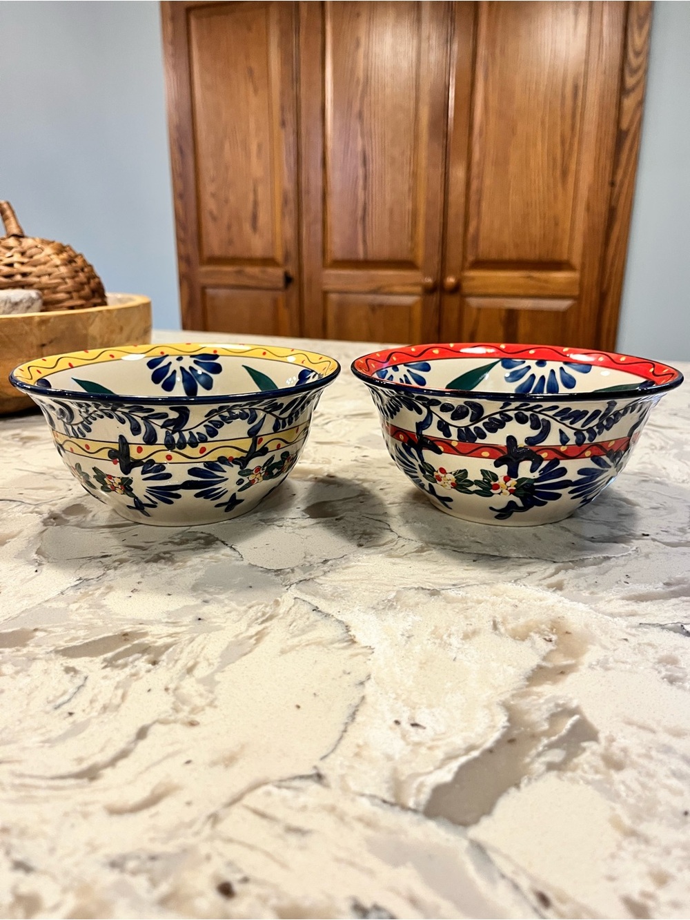 Hand Painted Expressions Floral Ceramic Bowls | Set of 2